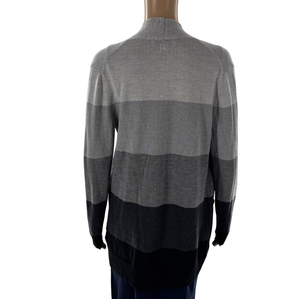 Amour Vert Gray Erica Wool Striped Cardigan Sweater - Picture 7 of 10